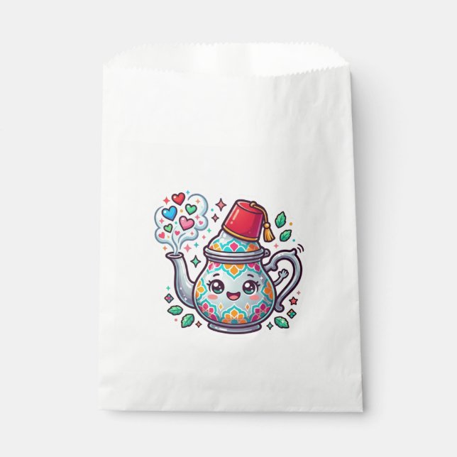 Kawaii Moroccan Mint Tea Pot Sticker Favour Bag (Front)