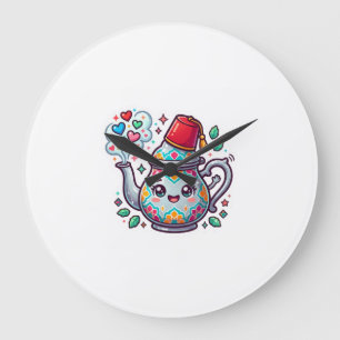 Kawaii Moroccan Teapot Card Large Clock
