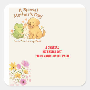 Kawaii Mother's Day Card - From The Pack Square Sticker