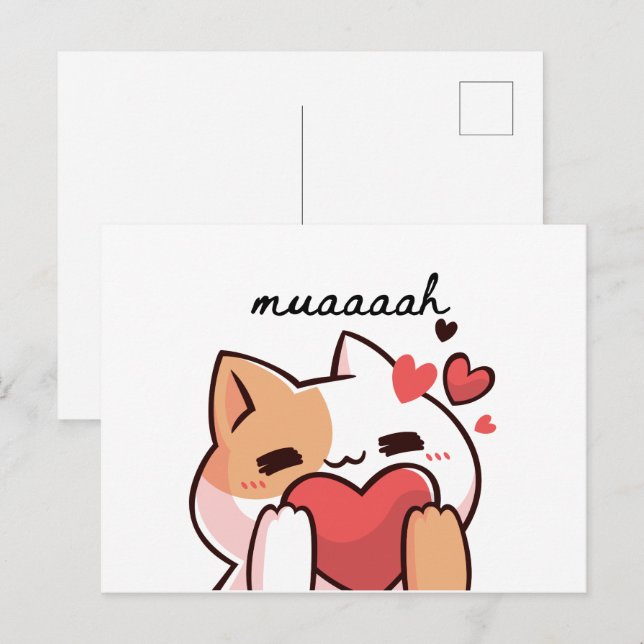 Kawaii muah kiss from cutie cat Postcard (Front/Back)