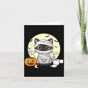 Kawaii Mummy Cat Halloween Black Cat Trick Or Card