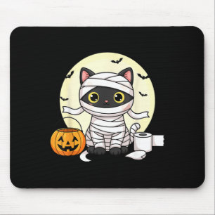 Kawaii Mummy Cat Halloween Black Cat Trick Or Mouse Pad