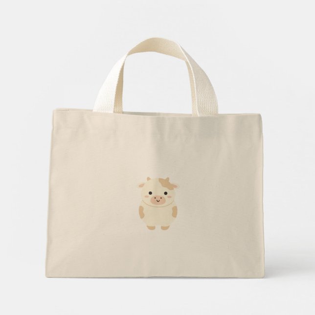 Kawaii Mushroom & Cow Tote Bag (Back)