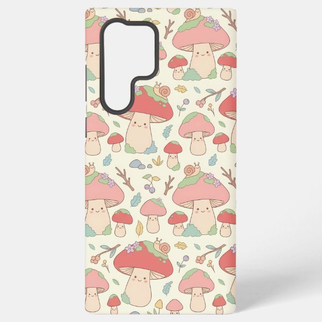 Kawaii Mushroom Snail Pattern Phone Case (Back)