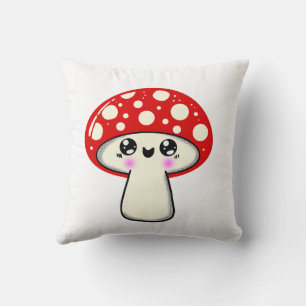 Kawaii Mushroom Throw Pillow