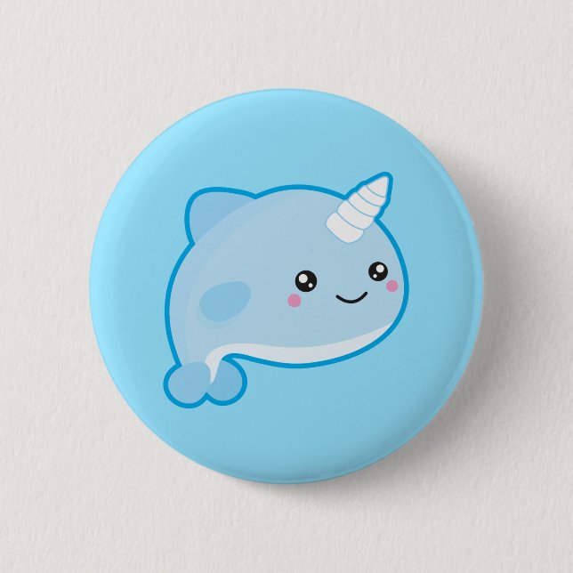 Kawaii Narwhal 2 Inch Round Button (Front)