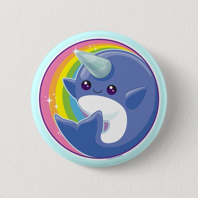 Kawaii Narwhal 2 Inch Round Button (Front)