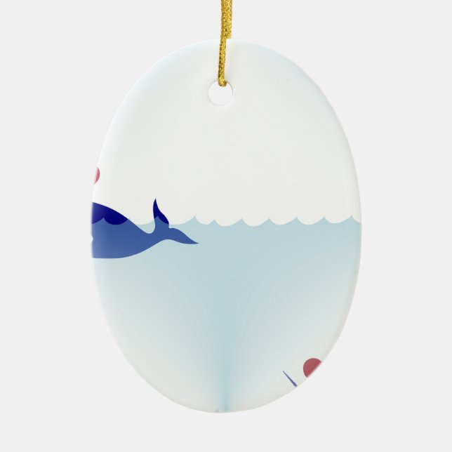 kawaii narwhal ceramic ornament (Front)