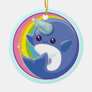 Kawaii Narwhal Ceramic Ornament