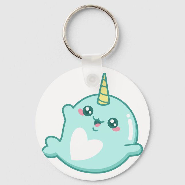 Kawaii Narwhal Keychain (Front)