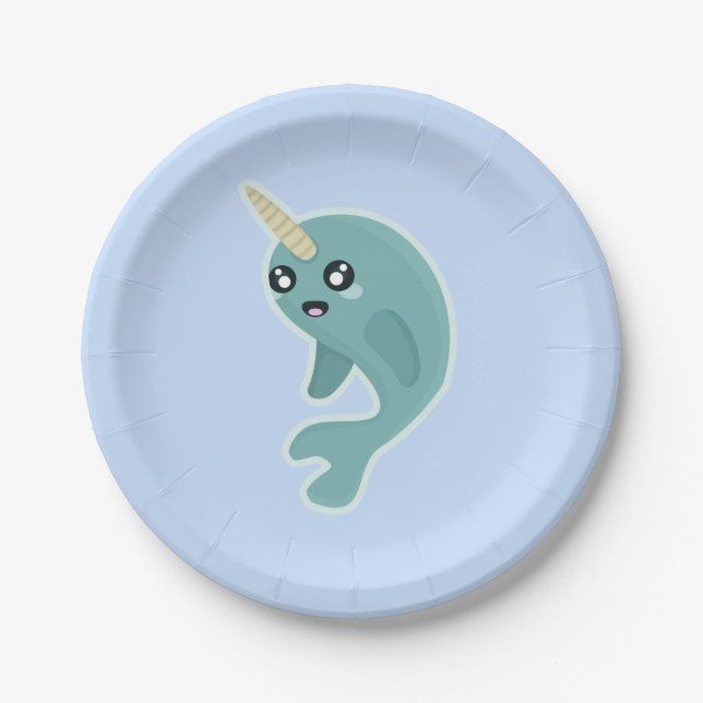 Kawaii Narwhal Paper Plate (Front)