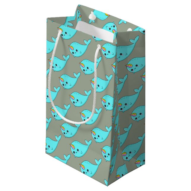 Kawaii Narwhal Small Gift Bag (Front Angled)