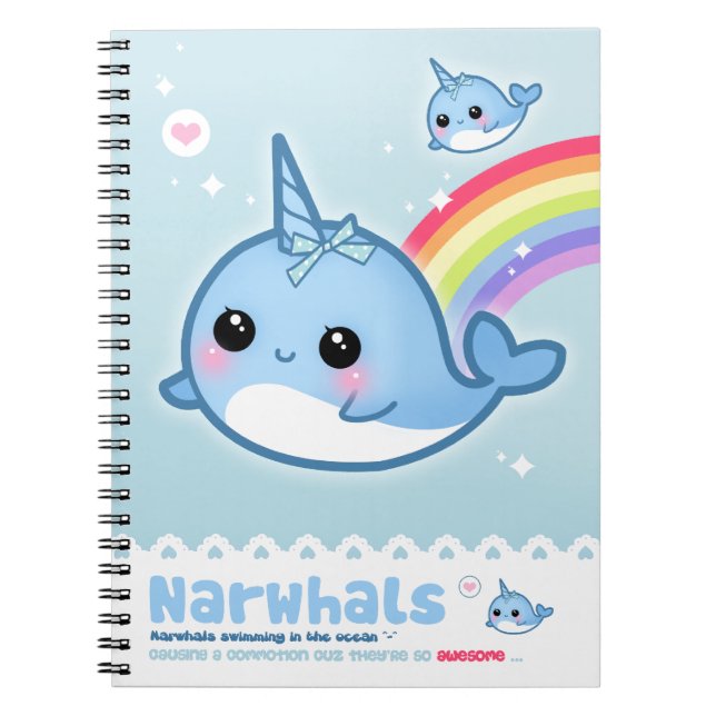 Kawaii narwhals notebook (Front)