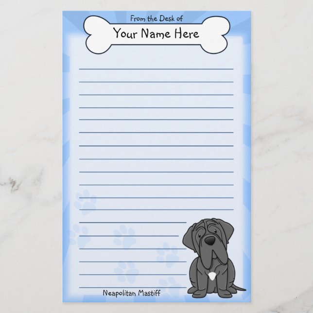 Kawaii Neapolitan Mastiff Stationery (Front)