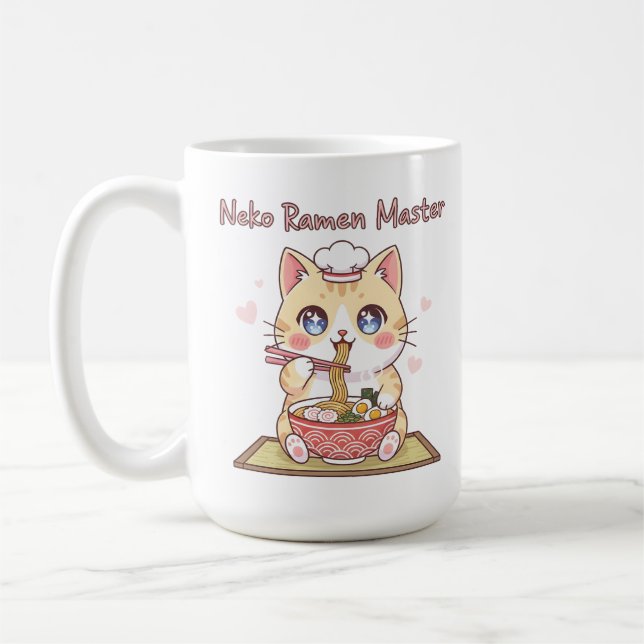 Kawaii Neko Ramen Master Cute Cat Food Chef Coffee Mug (Left)