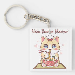 Kawaii Neko Ramen Master Cute Cat Food Chef Keychain