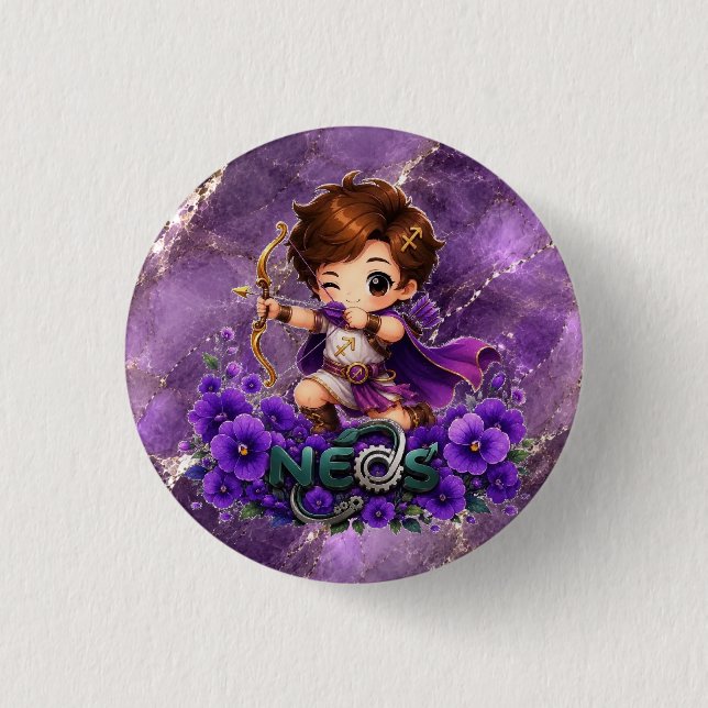 Kawaii Neos Zodiac Sagittarius 1 Inch Round Button (Front)