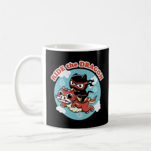 Kawaii Ninja Cat Ride The Dragon Coffee Mug