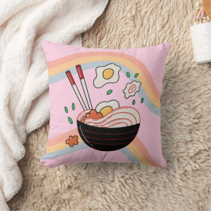 Kawaii Noodles Throw Pillow