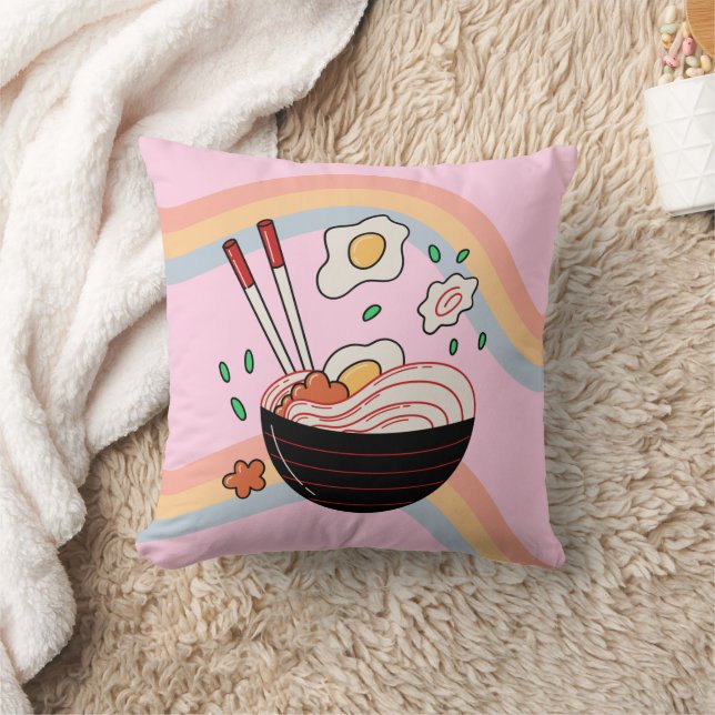Kawaii Noodles Throw Pillow (Blanket)