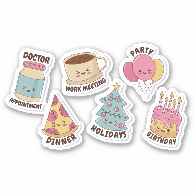KAWAII OBJETS ET CITATIONS STICKERS SET (Devant)