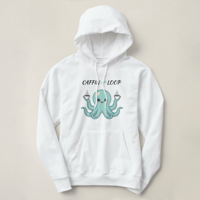 Kawaii Octopus Coffee Sweatshirt Caffin Loop Cute (Design Front)