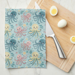 Kawaii Octopus Pattern – Cute Ocean Sea Life Kitchen Towel