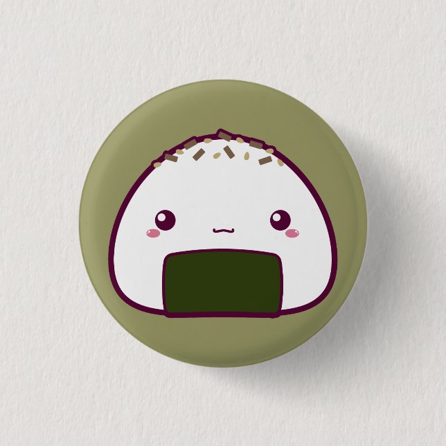 Kawaii Onigiri 1 Inch Round Button (Front)