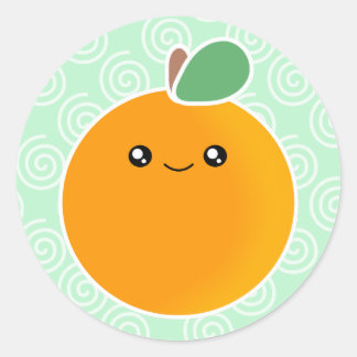 Kawaii Orange Classic Round Sticker