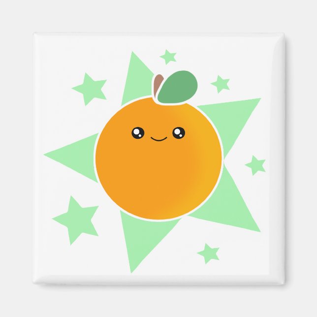 Kawaii Orange Fruit Magnet (Front)