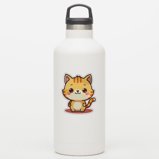 Kawaii Orange Tabby Kitten – Sleepy Pose (Waterbottle)