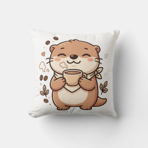 Kawaii Otter Throw Pillow