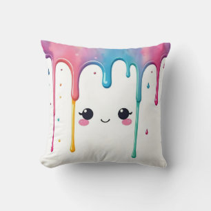 Kawaii Paint Drip Throw Pillow