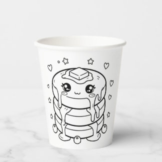 Kawaii pancake stack colouring paper cups