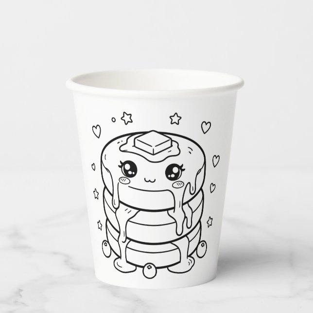Kawaii pancake stack colouring paper cups (Front)