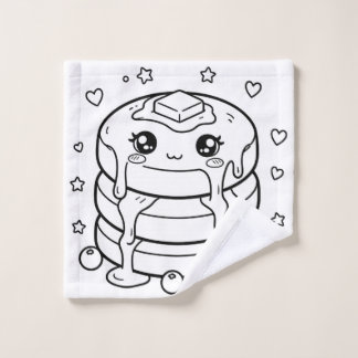 Kawaii pancake stack colouring wash cloth