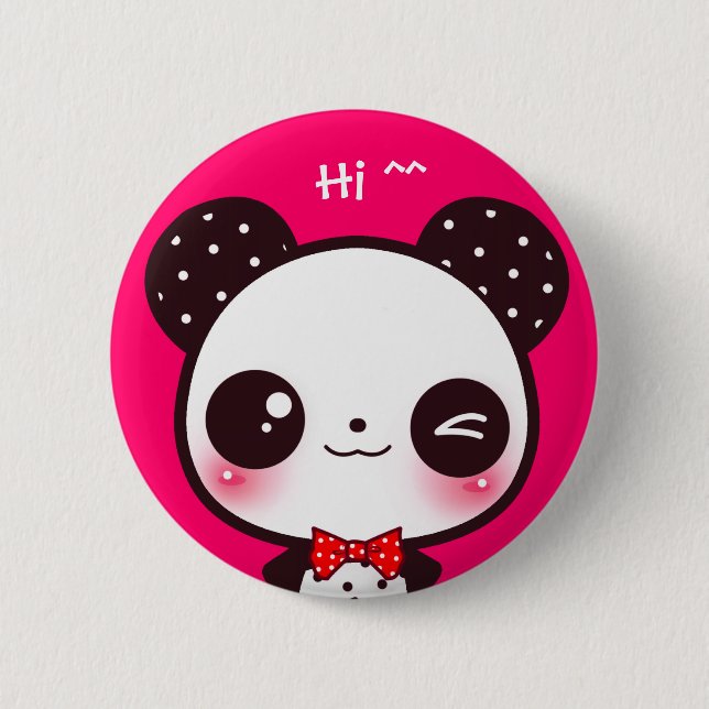 Kawaii panda 2 inch round button (Front)