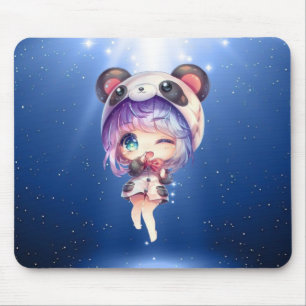 Kawaii Panda Anime Girl Mouse Pad