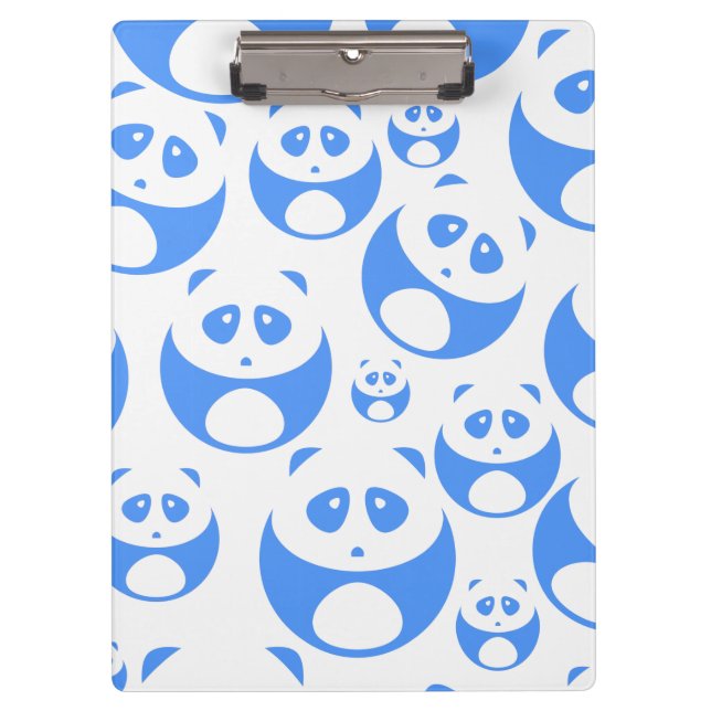 Kawaii Panda Baby Blue and WhitePattern Clipboard (Front)