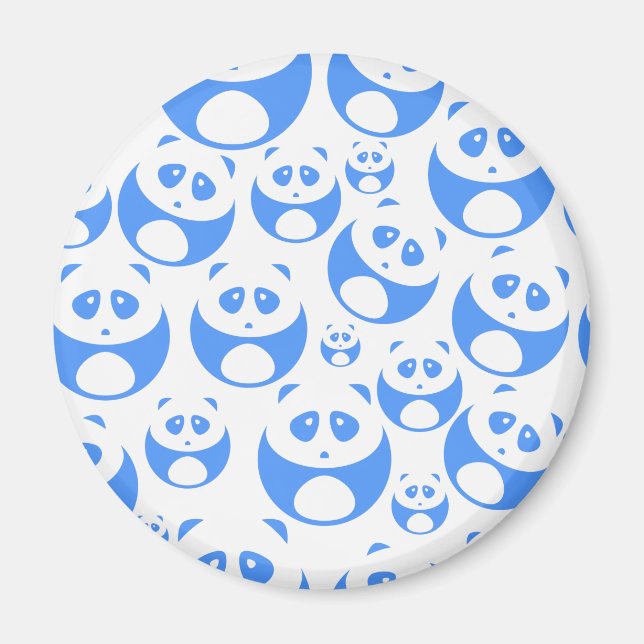 Kawaii Panda Baby Blue and WhitePattern Magnet (Front)