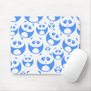 Kawaii Panda Baby Blue and WhitePattern Mouse Pad