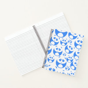 Kawaii Panda Baby Blue and WhitePattern Notebook