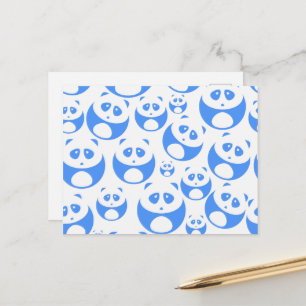 Kawaii Panda Baby Blue and WhitePattern Postcard
