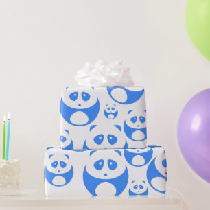 Kawaii Panda Baby Blue and WhitePattern Wrapping Paper