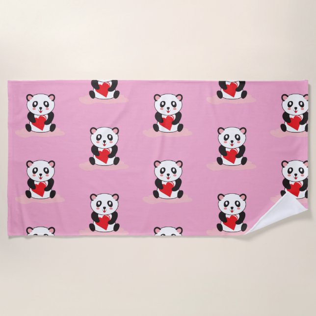 Kawaii Panda beach towel for Children (Front)