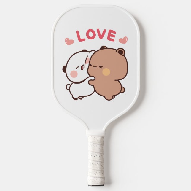 Kawaii Panda Bear, couple Animals Birthday Card Pickleball Paddle (Front)