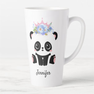 Kawaii panda bear cute floral queen personalized l latte mug