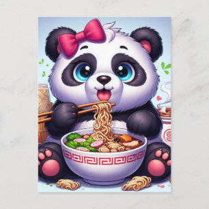 Kawaii Panda Bear Eating Ramen Postcard
