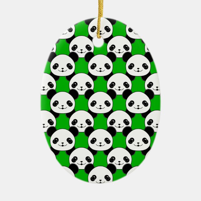 Kawaii Panda Bear Pattern Ceramic Ornament (Front)