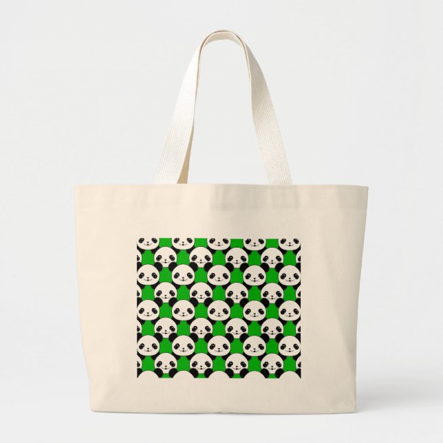 Kawaii Panda Bear Pattern Large Tote Bag (Front)